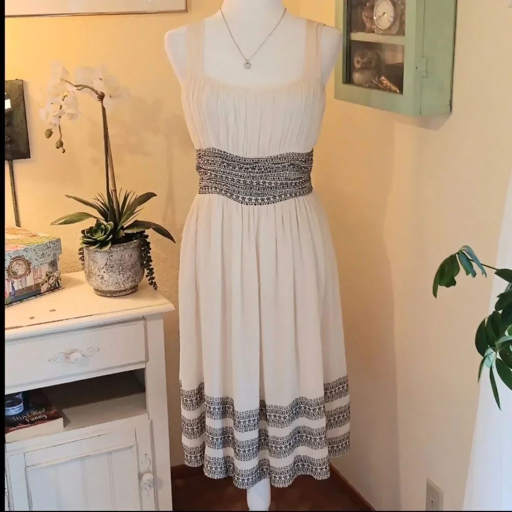 Sigrid Olsen Crinkly SILK Boho Dress. Balletcore. Cottagecore.